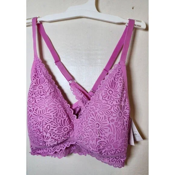 New Auden Women's Purple Lightly Line Bralette Adjustable Straps Pullover Size L - Picture 2 of 5